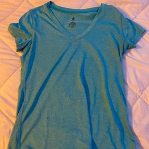 blue workout shirt